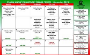 Sonna Singleton Nov. 2024 Activity Center Calendar