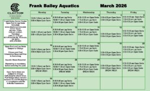 FBSC Pool Calendar March 2026
