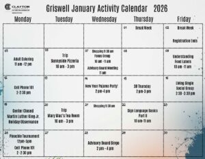 Griswell December 2025 activity calendar