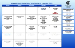 Sonna Singleton December 2025 Activity Center Calendar