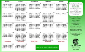 Sonna Singleton Pool hours Calendar March 2026