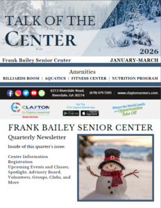 first page of frank bailey senior center newsletter