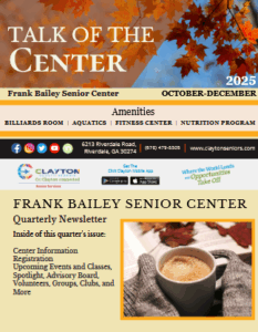 first page of frank bailey senior center newsletter