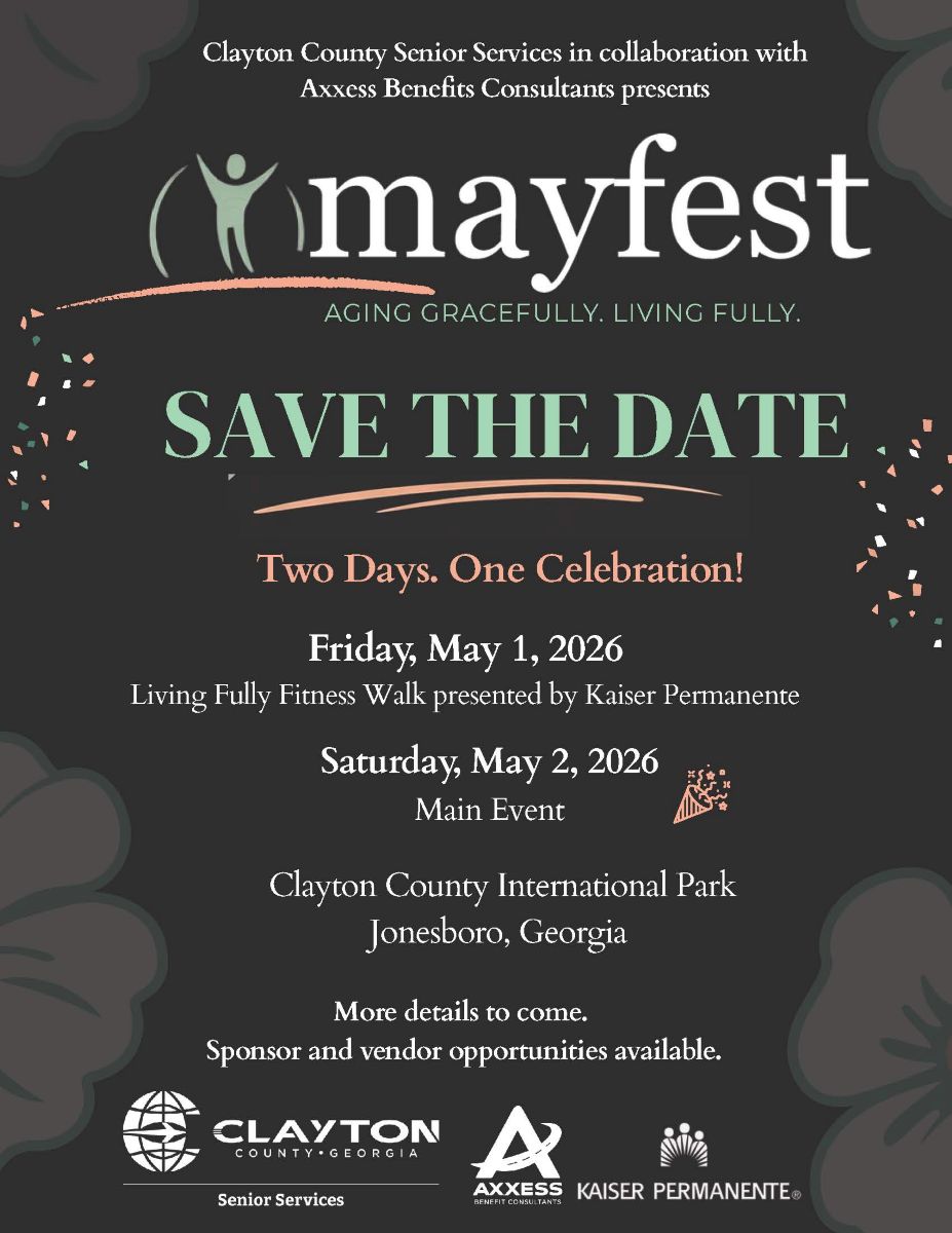 Mayfest 2026- Save the Date Aging Gracefully Living fully Flyer February 2026