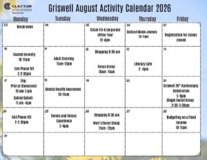 Griswell activity calendar 2026