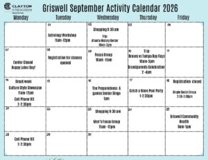 Griswell activity calendar 2026