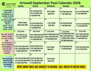 Griswell pool Calendar 2026