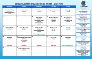 Sonna Singleton Activity Center Calendar 2026