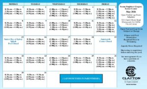 Sonna Singleton Pool hours Calendar 2026