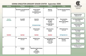 Sonna Singleton Activity Center Calendar 2026